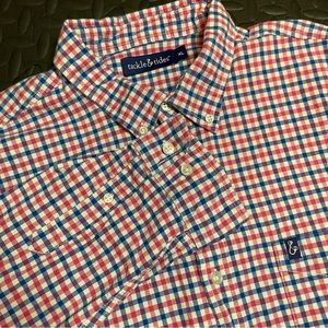 Tackle & Tides Men’s Long Sleeve Button Down Pink & Blue Plaid Check XL‎